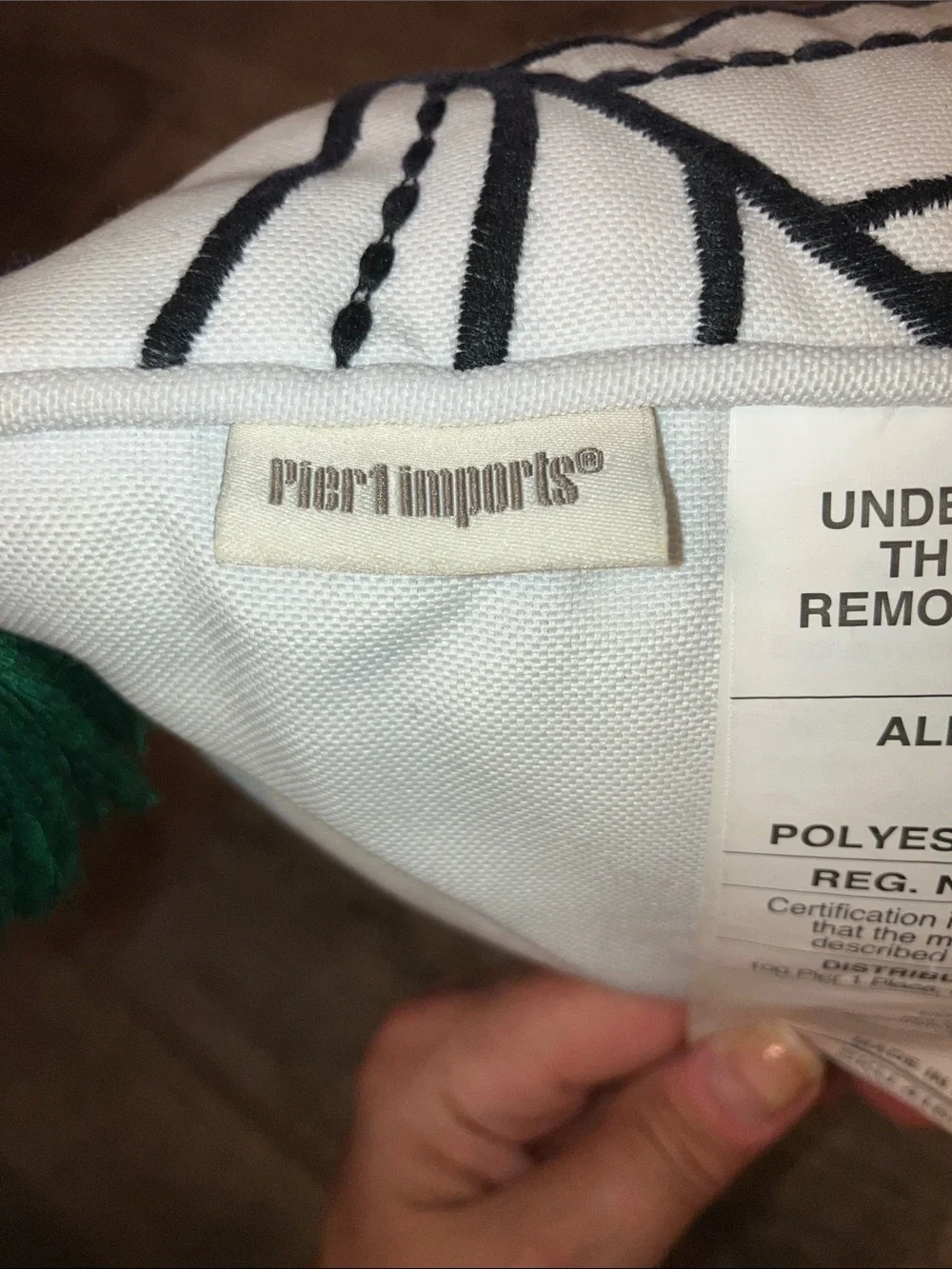 PIER 1 IMPORTS Throw Pillow Pair in Cream w/Grey Leaf and 4 Tassels